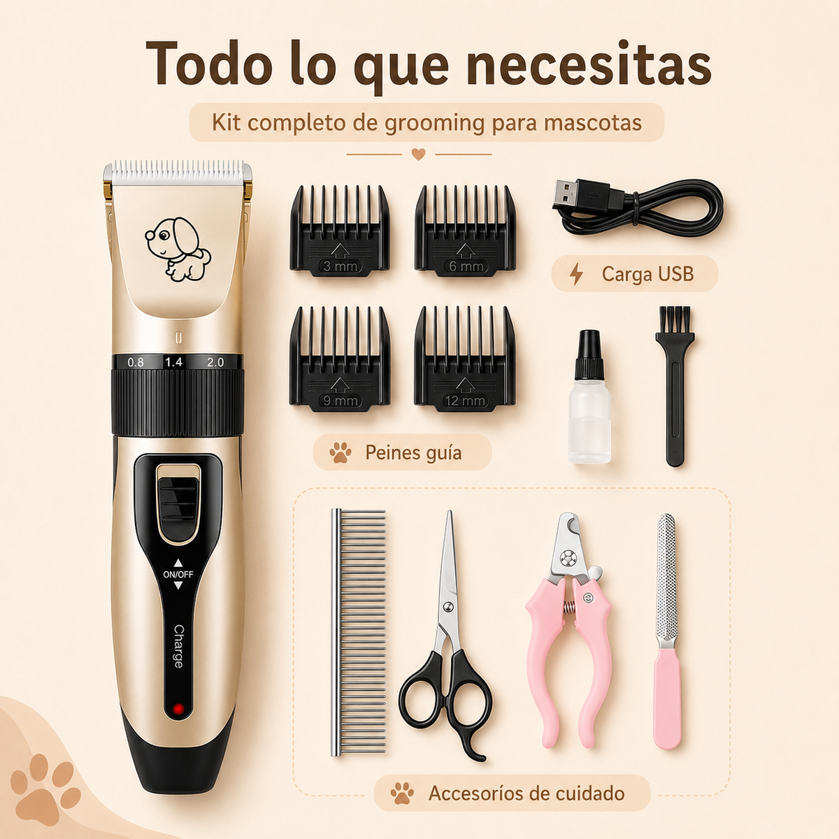 MIMUNO Grooming Pro™ – Cortadora de Pelo y Kit de Grooming para Mascotas